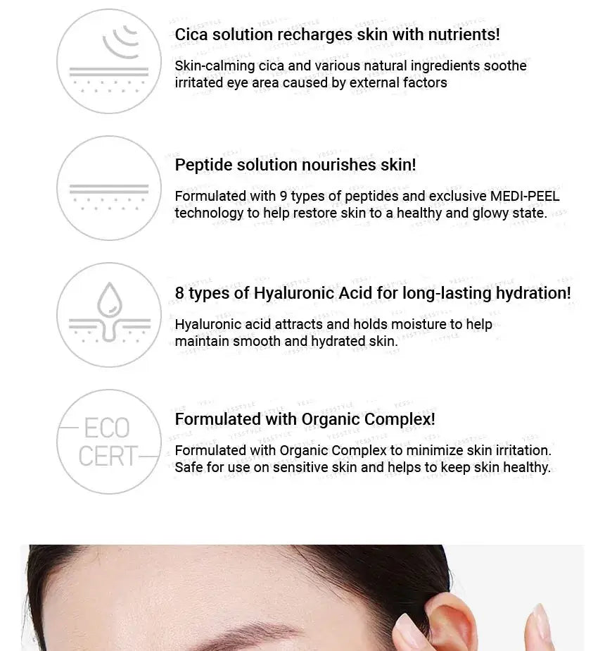 Medi-Peel – Hyaluron Cica Peptide 9 Ampoule Eye Patch, 60 Patches Medi-Peel