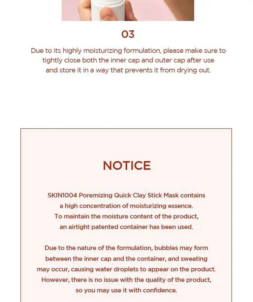SKIN1004 - Poremizing Quick Clay Stick Mask 27g SKIN1004