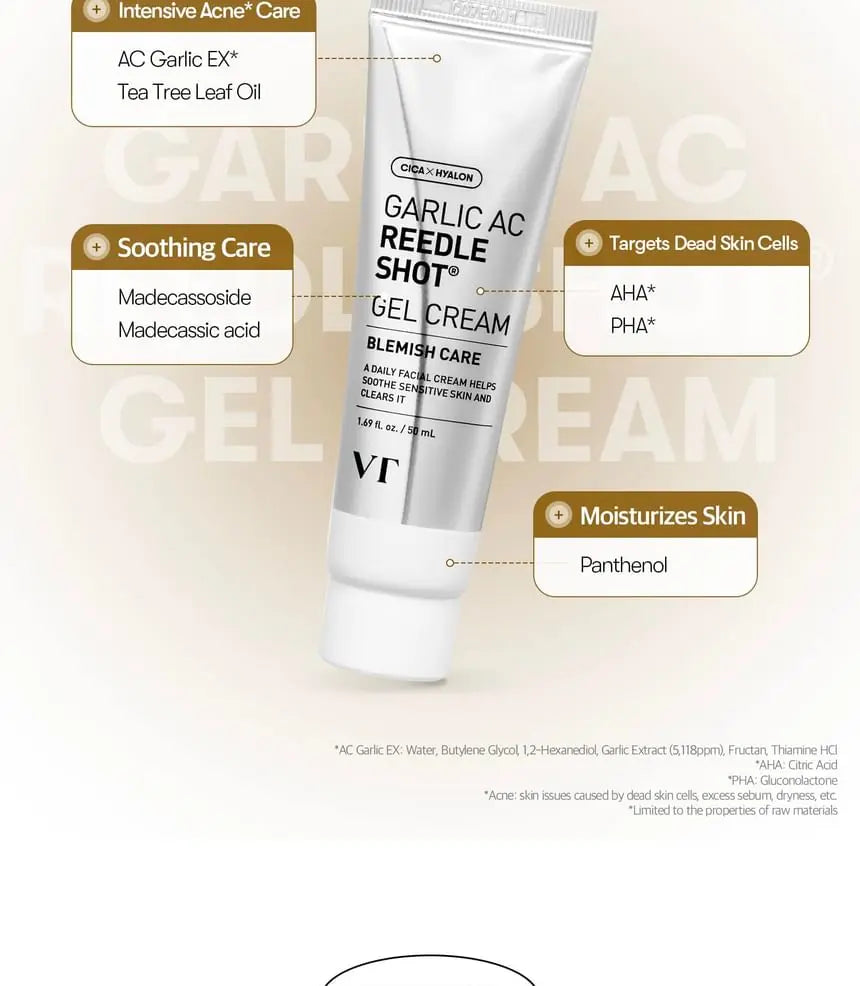 VT Cosmetics – Garlic AC Reedle Shot Gel Cream, 50ml VT Cosmetics