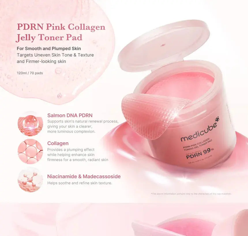 Medicube - PDRN Pink Collagen Toning Gel Toner Pad, 120ml (70pcs) Medicube