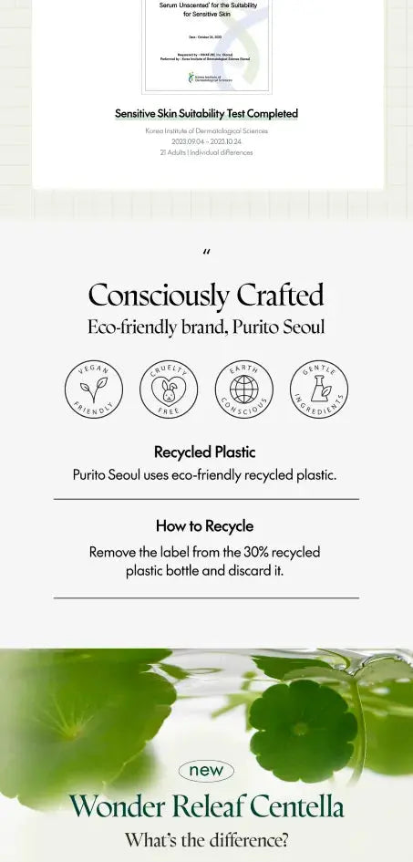 Purito - Wonder Releaf Centella Serum, 60ml PURITO